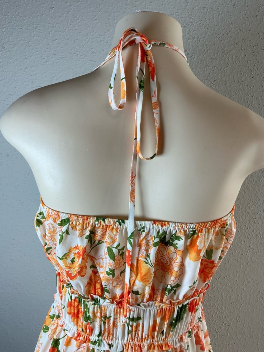 Sienna Sky White Halter Mini Dress with Orange Floral Print - Picture 7 of 8